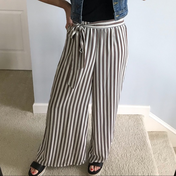 Pants - Striped Wide Leg Pants